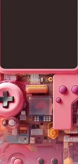 Pink retro gaming device wallpaper with colorful elements.