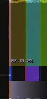 Retro glitch art wallpaper with colorful TV static lines.