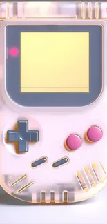 Retro handheld game console with pink buttons and display.