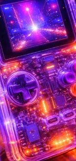 Retro gaming console with neon lights.