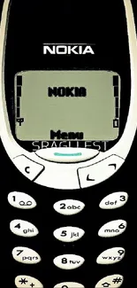 Retro Nokia 3310 wallpaper with black background.