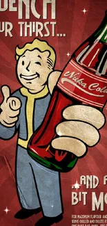 Retro-themed Nuka Cola poster wallpaper with vintage Fallout art.