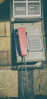 Vintage phone booth with red handset