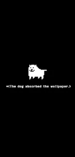 Retro pixel dog on black background wallpaper.