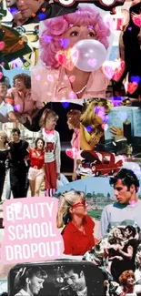 Nostalgic collage with retro style featuring vibrant pop culture scenes.