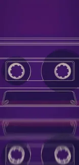 Retro purple cassette with minimal design on a vibrant mobile wallpaper.