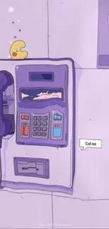 Retro purple phone wallpaper featuring a nostalgic design with a payphone.