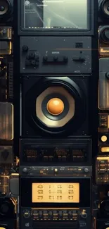 Vintage audio speaker system in a retro design as mobile wallpaper.