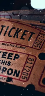 Vintage ticket design wallpaper for mobile phone with retro style.