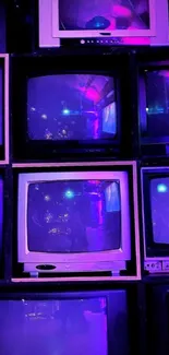 Retro televisions with purple glow