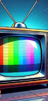 Colorful retro TV wallpaper with vibrant screen.