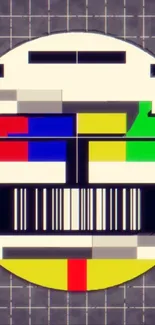 Retro TV test pattern wallpaper with colorful bars and grid background.