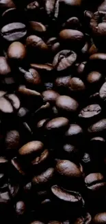 Dark brown coffee bean texture wallpaper for mobile phones.