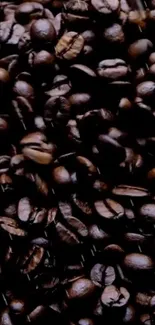 Dark brown coffee beans wallpaper with rich texture.