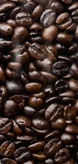 Close-up of roasted coffee beans texture.