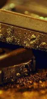 Close-up of a luxurious dark chocolate bar with rich textures and deep brown hues.