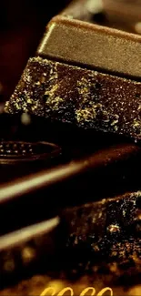 Close-up of rich dark chocolate chunks.