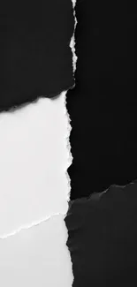 Black and white ripped paper minimalist wallpaper design.