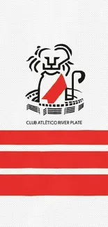 Minimalist River Plate wallpaper with red stripes and black logo.