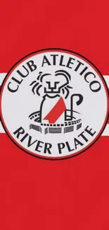 River Plate club emblem on red background for mobile wallpaper.