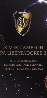 River Plate 2018 Copa Libertadores victory wallpaper with fireworks.