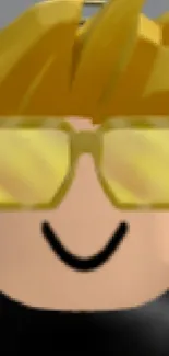 Roblox avatar wearing sunglasses with flames.