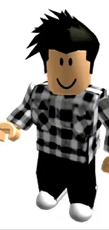 Roblox character with plaid shirt mobile wallpaper.