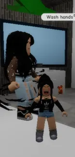 Roblox characters having fun in a game scene.