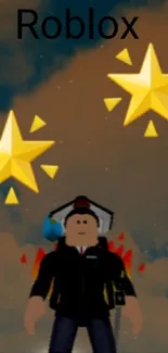 Roblox character with stars at night.