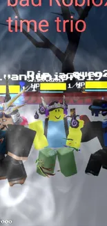 Roblox characters in a vivid time trio scene.