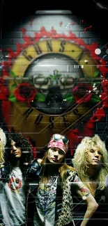 Guns N' Roses band digital art wallpaper with a vibrant and dynamic design.