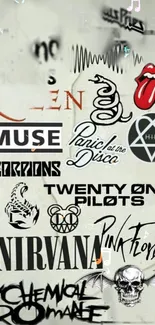 Collage of iconic rock band logos.