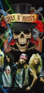 Guns N' Roses wallpaper with skull and band.