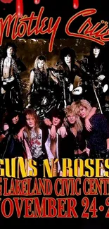 Rock concert poster featuring legendary bands Mötley Crüe and Guns N' Roses.