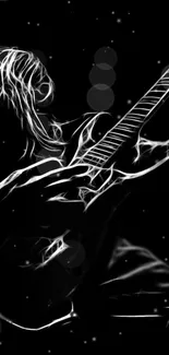 Silhouette of a guitarist on a dark artistic background.