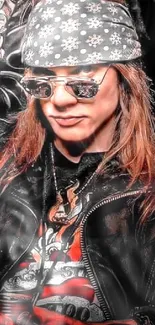 Rockstar with sunglasses and leather jacket wallpaper.