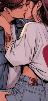 Anime couple sharing a romantic kiss.