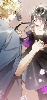 Anime couple dancing in a romantic scene.