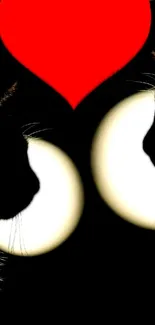 Silhouette of two cats with a red heart above.