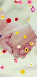 Close-up of hands holding in a serene, blurred background scene.