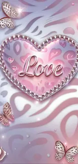 Romantic heart and butterflies in pastel colors wallpaper
