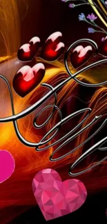 Colorful abstract heart design wallpaper.