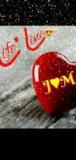 Romantic red heart with lifeline text.