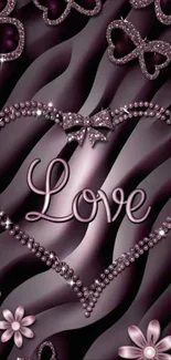 Romantic glitter heart wallpaper with jewels.