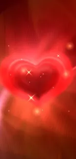 Glowing red heart wallpaper with soft dreamy aura.