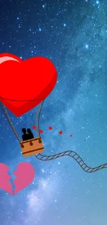 Heart balloon wallpaper with starry sky.