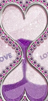 Pink and purple heart hourglass wallpaper design.