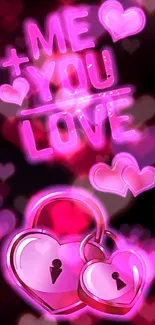 Pink heart locks mobile wallpaper with love theme.