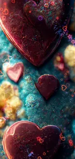 Colorful abstract heart wallpaper with romantic vibe.