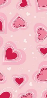 Pink heart pattern wallpaper with romantic design.